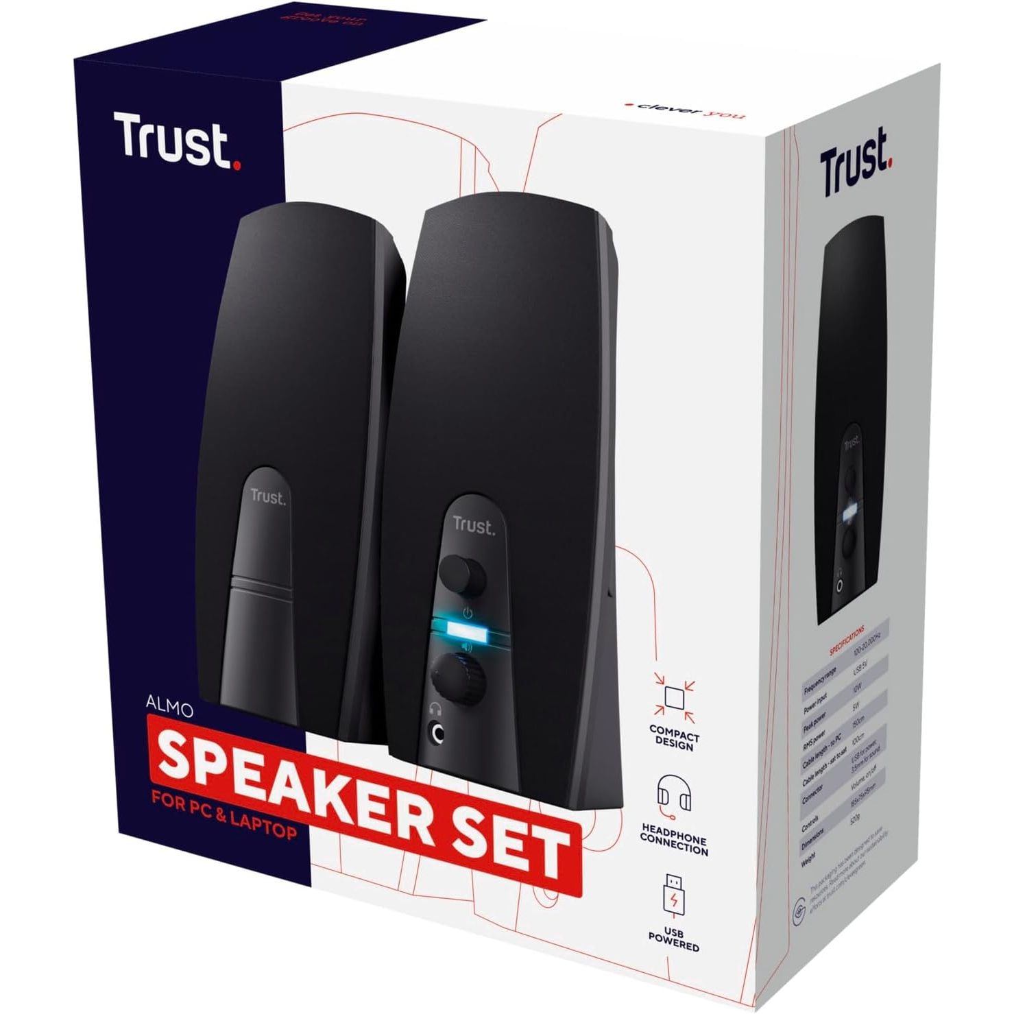 Buy Trust,Trust Almo 2.0 PC Speaker Set – 10W Peak Power, USB Powered, 3.5mm Audio Connection, Clear Sound for PC, Laptop & Mac – Black - Gadcet UK | UK | London | Scotland | Wales| Near Me | Cheap | Pay In 3 | Speaker